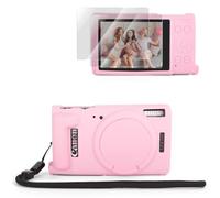 VOVMOEYA Custodia per fotocamera Canon PowerShot ELPH 360 HS/IXY 650/IXUS 285 HS, sottile, morbida, antigraffio, in silicone, con 2 pellicole LCD temperate e cinturino da polso, rosa, Ordinary Wrist