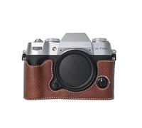 VOVMOEYA Custodia per fotocamera digitale FujiFilm X-T50 Mirrorless, Fuji XT50 mezza custodia con interno in morbida microfibra, funzione bene con foro filettato da 1/4"-20, in pelle PU retrò litchi