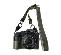 VOVMOEYA Custodia protettiva per fotocamera Panasonic Lumix DC-FZ80D (Lumix DC-FZ82D/Lumix DC-FZ85D), FZ80D FZ82D FZ85D, mezza custodia con tracolla regolabile in PU, Verde, Morden