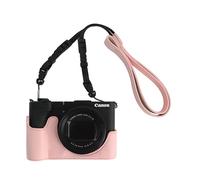 VOVMOEYA Mezza custodia per fotocamera Canon PowerShot V1, kit gabbia in pelle PU con tracolla per fotocamera, rosa