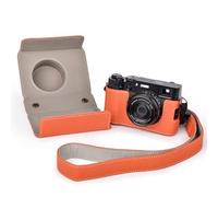 VOVMOEYA X100VI Custodia,Custodia per Fotocamera per Fuji X100VI,Custodia per Fotocamera in Pelle Compatibile con Fujifilm X100VI con Tracolla per Fotocamera - Arancia