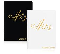 Vow Books His and Hers Libri di voti per lui e per lei, libri di voti moderni per lui e per lei con lettere in lamina d'oro, quaderno di nozze, libri di voti nuziali (nero, bianco)