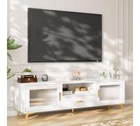 VOWNER Mobile TV, TV Basso fino a 65", Mobile TV con Vano Portaoggetti Aperto, Tavolo TV con Cassetti, Adatto per Coggiorno e Camera da Letto, 150 x 35 x 43 cm, Bianco