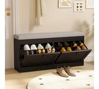 VOWNER Scarpiera Slim, Scarpiera Portascarpe in Legno, Regolabili, 106Lx30Ax52P cm, per Ingresso Casa, Adatto solo per Scarpe Piccole (Nero)