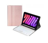 Vowor Tastiera per iPad mini 6a generazione 8,3"con Custodia Pencil Slot, Tipo C Smart Cover con rimovibile wireless Tastiera per iPad mini 6 (Retroilluminate oro rosa)