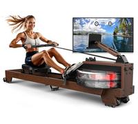 VOWVIT Vogatore Pieghevole per Casa - Costruzione in Legno di Alta Qualità, Rower ad Acqua Bluetooth, Facilmente Pieghevole, Altezza Utente Idonea da 1,2m~2m, Carico Massimo 175 kg, Garanzia di 2 Anni