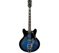 VOX - BOBCAT V90B BIGSBY SAPPHIRE BLUE, Chitarra Elettrica Semi-hollow, Corpo in Acero, Blocco Centrale in Abete Alleggerito, Manico in Mogano, Tastiera in Ebano Indonesiano, Colore Blu
