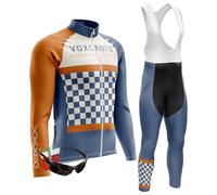 VOXCAUTQ Abbigliamento Completo Ciclismo Uomo Tuta Bici da Corsa Invernale Maglia MTB Manica Lunga + Salopette Imbottiti+Polarizzati Occhiali Da Ciclismo... (M,TypA-7)