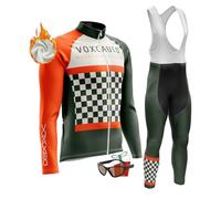 VOXCAUTQ Abbigliamento Completo Ciclismo Uomo Tuta Bici da Corsa Invernale Maglia MTB Manica Lunga + Salopette Imbottiti+Polarizzati Occhiali Da Ciclismo... (L,TypB-1)