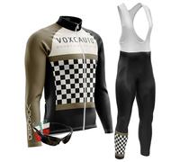 VOXCAUTQ Abbigliamento Completo Ciclismo Uomo Tuta Bici da Corsa Invernale Maglia MTB Manica Lunga + Salopette Imbottiti+Polarizzati Occhiali Da Ciclismo... (XXL,TypA-3)