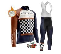 VOXCAUTQ Abbigliamento Completo Ciclismo Uomo Tuta Bici da Corsa Invernale Maglia MTB Manica Lunga + Salopette Imbottiti+Polarizzati Occhiali Da Ciclismo... (XL,TypB-2)