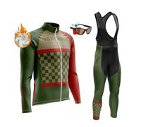 VOXCAUTQ Abbigliamento Completo Ciclismo Uomo Tuta Bici da Corsa Invernale Maglia MTB Manica Lunga + Salopette Imbottiti+Polarizzati Occhiali Da Ciclismo... (XL,TypB-9)