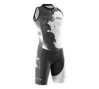 VOXCAUTQ Combinazione Triathlon Uomo Senza Maniche | Trisuit per Ciclismo, Corsa e Nuoto | Body Intero in Lycra Traspirante con Fondello Italiano
