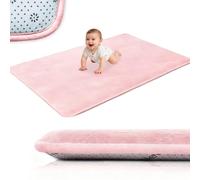 Voxirum Tappeto per Bambini, in Velluto di Corallo, Tatami Memory Foam per Gattonamento Neonato Spessa 2 CM, Tappeto Antiscivolo per la Camera dei Bambini, Rosa, 100 x 100 cm