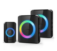 VOXON Campanello Senza Fili, Wireless Campanello con 2 Ricevitori Plug-in e 1 Trasmettitore, Portata 400M, IP65 Impermeabile, 60 Melodie con Flash LED, Doorbell per Casa e Ufficio (Nero)