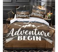VOXYTMLWG Adventure Sign Set Di Copripiumino 3 Pezzi stampa 3D microfibra traspirante con cerniera Rustic Montagna Set Di Copripiumino cerniera morbido e comodo for coppie Super king（260x220cm）