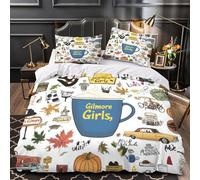 VOXYTMLWG Autunno Coffee Set Di Copripiumino 3 Pezzi motivo 3D morbida microfibra con cerniera Illustrated Cozy Life Set Di Copripiumino cerniera soffice traspirante for bambini Single（135x200cm）