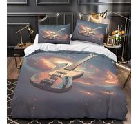 VOXYTMLWG Bass Guitar Set Di Copripiumino ultra microfibra 3 Pezzi stampa di 3D con federa space Rock copripiumino cerniera morbido e traspirante for coppie King（220x240cm）