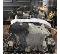 VOXYTMLWG Black Cat Set Di Copripiumino microfibra traspirante 3 Pezzi stampa 3D con cerniera stylized Animal Set Di Copripiumino con federa per cuscini traspirante for ragazzi King（220x240cm）