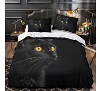 VOXYTMLWG Black Cat Set Di Copripiumino stampa 3D con federa per cuscini 3 Pezzi microfibra traspirante wild Animal copripiumino morbido e comodo for ragazzi Super king（260x220cm）