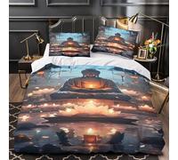 VOXYTMLWG Buddha Statue copripiumino 3 Pezzi motivo 3D microfibra traspirante con federa meditative Zen Set Di Copripiumino cerniera soffice ariosa for bambini e adolescenti King（220x240cm）