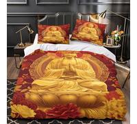 VOXYTMLWG Buddha Statue Set Di Copripiumino 3 Pezzi ultra microfibra stampa 3D con cerniera Asian Spiritual Set Di Copripiumino con federa soffice ultra morbido for adulti Single（135x200cm）
