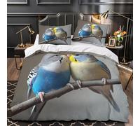 VOXYTMLWG Budgie Pair Set Di Copripiumino 3 Pezzi stampa 3D ultra microfibra con federa Colorful Pet Birds Set Di Copripiumino cerniera soffice traspirante for bambini Super king（260x220cm）