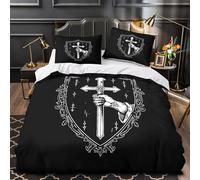 VOXYTMLWG Christian Cross Set Di Copripiumino morbida microfibra 3 Pezzi stampa di 3D con federa gothic Religious Set Di Copripiumino cerniera soffice traspirante for bambini Single（140x200cm）