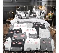 VOXYTMLWG Cute Cat Faces Copripiumino 3 Pezzi morbida microfibra stampa di 3D con cerniera Coon Animal Set Di Copripiumino cerniera nascosta morbido for ragazze King（220x240cm）