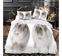 VOXYTMLWG Cute Hamster Pets copripiumino 3 Pezzi microfibra traspirante motivo 3D con federa fluffy Rodent Set Di Copripiumino cerniera nascosta ultra morbido for bambini Single（135x200cm）
