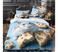 VOXYTMLWG Cute Hamster Set Di Copripiumino morbida microfibra 3 Pezzi stampa di 3D con cerniera food Snack Set Di Copripiumino cerniera soffice traspirante for bambini Single（135x200cm）