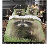 VOXYTMLWG Cute Raccoon Baby Copripiumino 3 Pezzi stampa di 3D microfibra morbida con cerniera Wild Animal Set Di Copripiumino cerniera ariosa traspirante for ragazzi Double（200x200cm）