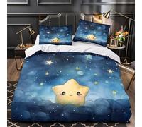 VOXYTMLWG Cute Star Set Di Copripiumino 3 Pezzi ultra microfibra motivo 3D con federa Coon Night Sky Set Di Copripiumino cerniera ariosa morbido for ragazze King（220x240cm）