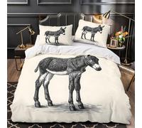 VOXYTMLWG Donkey Disegno copripiumino 3 Pezzi stampa 3D ultra microfibra con cerniera nascosta hand Drawn Animal Set Di Copripiumino con federa soffice ariosa for bambini Super king（260x220cm）