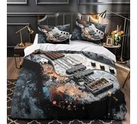 VOXYTMLWG Electric Bass Guitar copripiumino stampa 3D microfibra ultra morb 3Pz con fed vintage Rock Set Copripiumino cerniera traspirante morb e trasp per bambini Single（140x200cm）