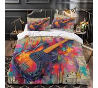 VOXYTMLWG Electric Bass Guitar Set Di Copripiumino morbida microfibra 3 Pezzi stampa di 3D con federa Astratto Set Di Copripiumino cerniera ariosa morbido for ragazze Single（140x200cm）
