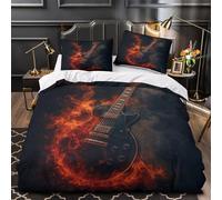 VOXYTMLWG Electric Guitar Set Di Copripiumino morbida microfibra 3 Pezzi stampa 3D con federa Rock Music Set Di Copripiumino cerniera nascosta morbido for ragazze Super king（260x220cm）