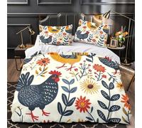VOXYTMLWG Farm Chicken copripiumino stampa 3D con cerniera 3 Pezzi microfibra soffice con federa per cuscini Vintage Folk Set Di Copripiumino ariosa for ragazzi Single（140x200cm）