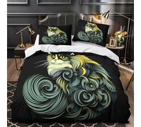 VOXYTMLWG Fluffy Cat Copripiumino 3 Pezzi stampa di 3D microfibra morbida con federa vibrant Swirl Set Di Copripiumino cerniera nascosta morbido for ragazze King（220x240cm）