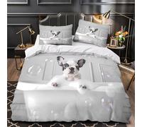 VOXYTMLWG French Bulldog Bath copripiumino 3 Pezzi microfibra ultra morbida stampa 3D con federa Cute Pet Grooming Set Di Copripiumino cerniera ariosa ultra morbido for adolescenti King（220x240cm）