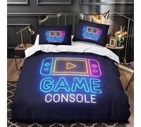 VOXYTMLWG Gaming Console Copripiumino microfibra traspirante 3 Pezzi stampa di 3D con cerniera Neon Sign Set Di Copripiumino con federa per cuscini traspirante for ragazzi Super king（260x220cm）