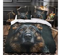 VOXYTMLWG German Shepherd Set Di Copripiumino 3 Pezzi microfibra ultra morbido stampa 3D con federa Portrait Set Di Copripiumino cerniera soffice ultra morbido for adolescenti Super king（260x220cm）