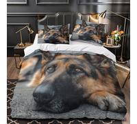 VOXYTMLWG German Shepherd Set Di Copripiumino microfibra traspirante 3 Pezzi stampa 3D con cerniera Pet Set Di Copripiumino con federa per cuscini traspirante for ragazzi Super king（260x220cm）