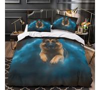 VOXYTMLWG German Shepherd Set Di Copripiumino microfibra ultra morbida 3 Pezzi stampa 3D con federa Digital Set Di Copripiumino con federa per cuscini traspirante for ragazzi Super king（260x220cm）