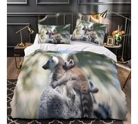 VOXYTMLWG Lemur Baby copripiumino stampa 3D microfibra morbida 3 Pezzi con federa wild Animal Set Di Copripiumino cerniera ariosa morbido for ragazze Single（140x200cm）