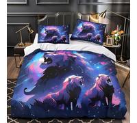 VOXYTMLWG Leone Roar Set Di Copripiumino 3 Pezzi stampa 3D microfibra ultra morbido con cerniera Fantasia Digital Set Di Copripiumino con federa per cuscini soffice for coppie King（220x240cm）