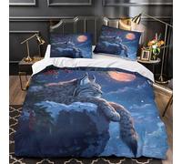 VOXYTMLWG Lynx Under Moon copripiumino stampa 3D microfibra morbida 3 Pezzi con federa Wild Animal Set Di Copripiumino con federa soffice traspirante ultra morbido for adulti Single（135x200cm）