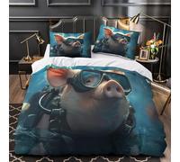 VOXYTMLWG maiale subacqueo 3D Stampa Coperteletto 3pz Microfibra Ipollergenica scena subacquea dei cartoni animati Coperta Letto 2 federe Resistente Adolescenti Adulti Giovani Double（200x200cm）