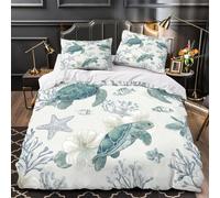 VOXYTMLWG Mare Turtles Copripiumino 3 Pezzi stampa di 3D microfibra morbida con federa Marine Life Set Di Copripiumino cerniera nascosta morbido for ragazze Super king（260x220cm）
