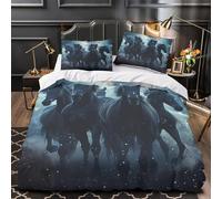 VOXYTMLWG Mitico Horses Copripiumino 3 Pezzi stampa di 3D microfibra morbida con cerniera Dark Fantasia Set Di Copripiumino cerniera ariosa traspirante for ragazzi Single（135x200cm）